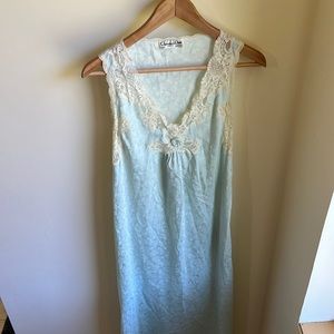 VINTAGE CHRISTIAN DIOR Sleeveless Embellished Lace Long Nightgown Nightie